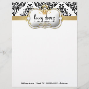 311 Ciao Bella & Lovey Dovey Damask Black WHite Customized Letterhead