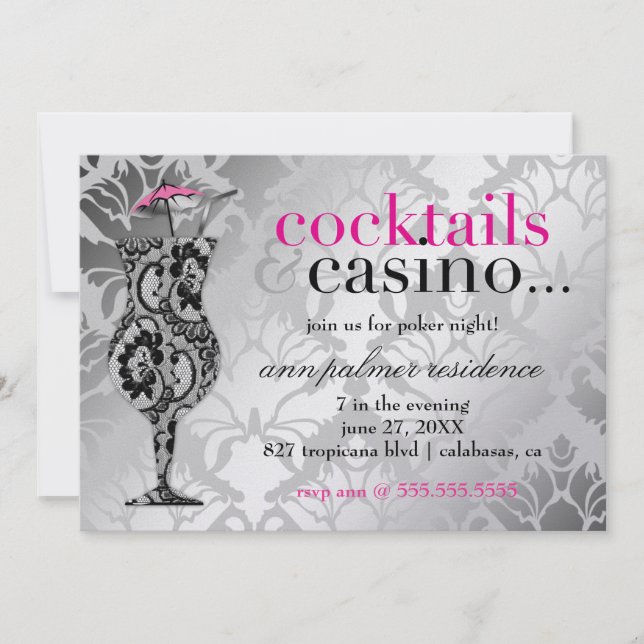 311 Cocktails & Casino Lace Invitation (Front)