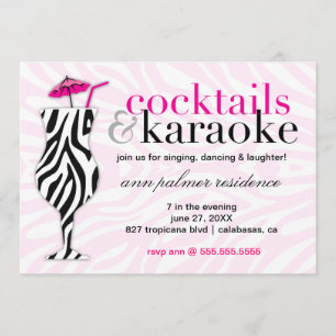 311 Cocktails & Karaoke Zebra Invitation