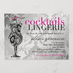 311 Cocktails & Lingerie Lace Metallic Invitation