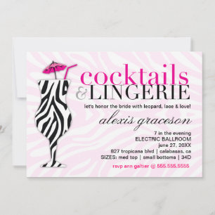 311 Cocktails & Lingerie Zebra Invitation