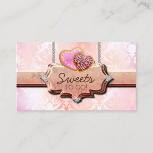 311 Cookies Bakery Cute Damask Peach Business Card
