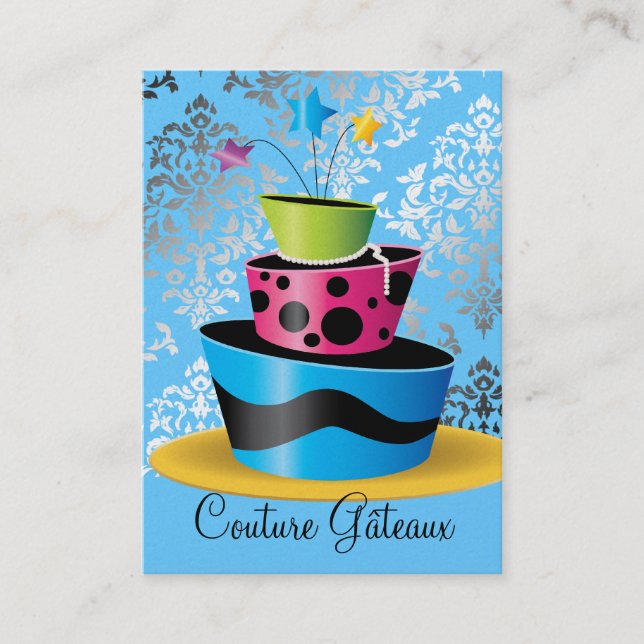 311 Couture Gâteaux Multi Blue Premium Pearl Paper Business Card (Front)