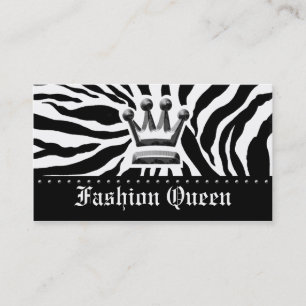 311-CROWN   ZEBRA PRINT WHITE BUSINESS CARD