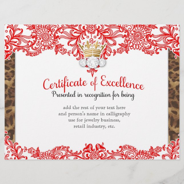 311 Crowning Certificate in Red Lace (Front)