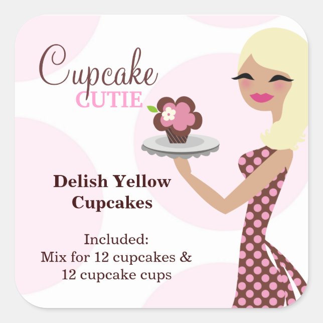 311 Cupcake Cutie Light Blonde Labael Square Sticker (Front)