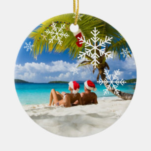 311-Custom Photo Our First Christmas Snowflake Ceramic Tree Decoration