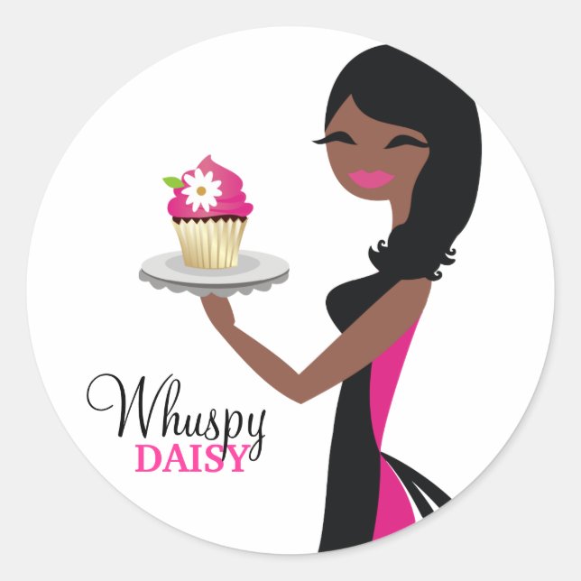 311 Daisy Cupcake Cutie African American Classic Round Sticker (Front)