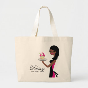 311 Daisy Cupcake Cutie African American Large Tote Bag