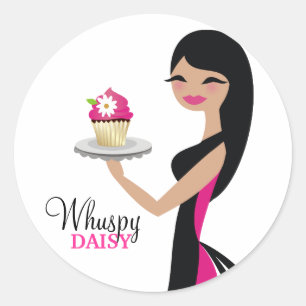 311-Daisy Cupcake Cutie   Straight Brunette Classic Round Sticker