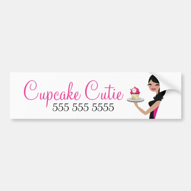311 Daisy Cupcake Cutie Wavy Brunette Bumper Sticker (Front)
