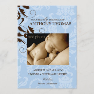 311-Damask Baby Boy Announcement