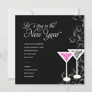 311-Damask Glass   New Years Eve Invitation