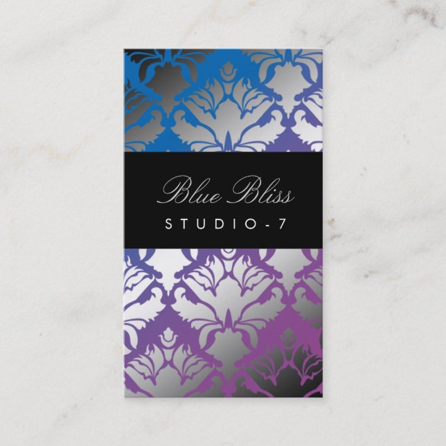 311 Damask Shimmer Blue Bliss Business Card (Front)
