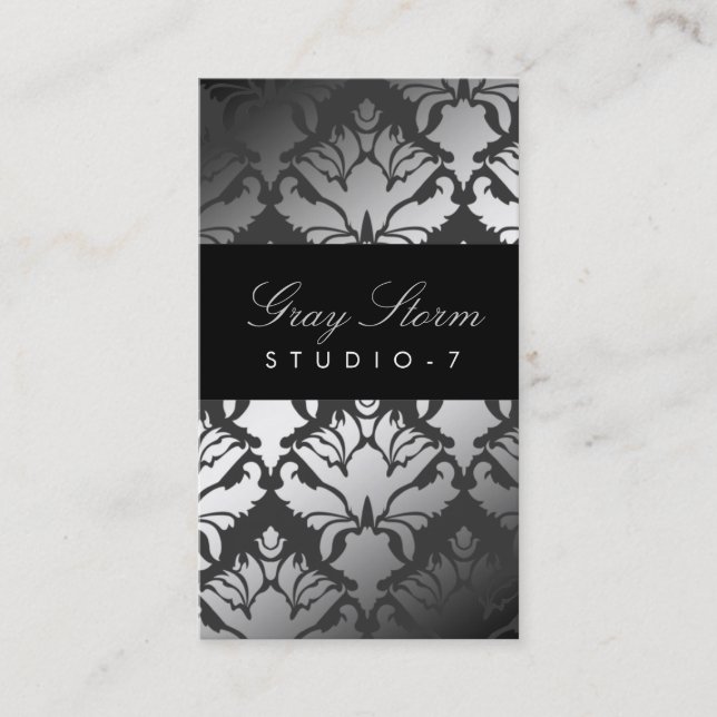 311 Damask Shimmer Grey Storm Business Card (Front)