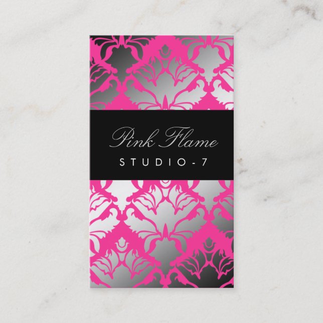 311 Damask Shimmer Pink Flame Plain Back Business Card (Front)