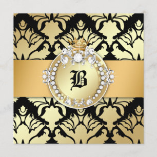 311 Damask Shimmer Queen Fab 50 Black Invitation