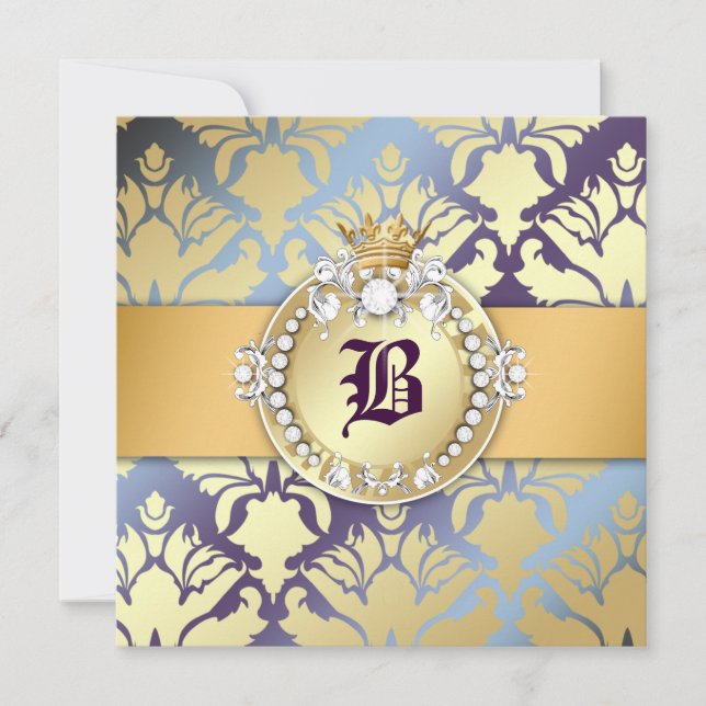 311 Damask Shimmer Queen Fab 50 Hydrangea Invitation (Front)