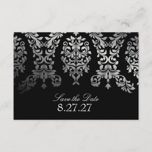 311 Dashing Damask Black Faux Silver SAVE THE DATE