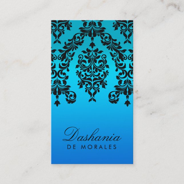 311 Dashing Damask Blue Tropical Fade Business Card (Front)