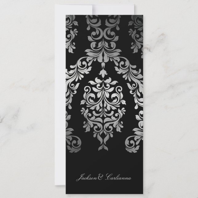 311 Dashing Damask Faux Silver Custom Invitation (Front)
