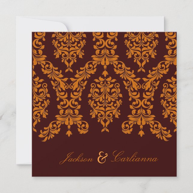 311 Dashing Damask Fresh Orange 5.25x5.25 Invitation (Front)