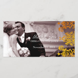311 Dashing Damask Fresh Orange Yellow Thank You Card
