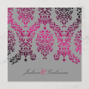 311-Dashing Damask Night Magenta Light Grey Invitation