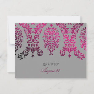 311-Dashing Damask Night Magenta Light Grey RSVP Card