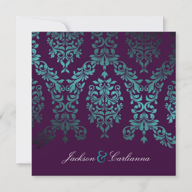 311-Dashing Damask | Sea Garden at Night Eggplant Invitation (Front)
