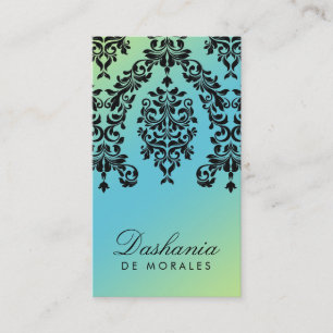 311 Dashing Damask Turquoise Lime Business Card