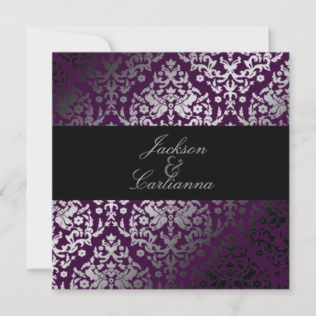 311-Dazzling Damask Blackberry Invitation (Front)