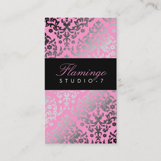 311 Dazzling Damask Flamingo Business Card (Front)