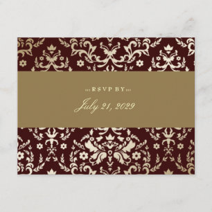 311 Dazzling Damask Gold Ivory Chocolate RSVP Card