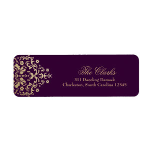 311 Dazzling Damask Gold Ivory Deep Purple