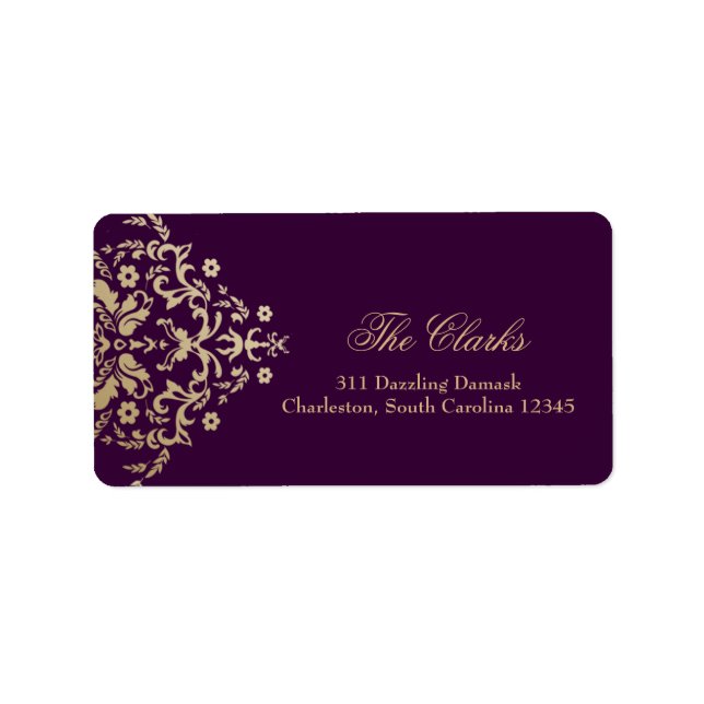 311 Dazzling Damask Gold Ivory Deep Purple Label (Front)