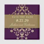 311-Dazzling Damask Gold Ivory Eggplant Magnet<br><div class="desc">Design by Jill McAmis,  copyright 2010. Dazzling Damask Gold Ivory Eggplant ...  backgruond colour can be changed to any Zazzle colour you choose.</div>