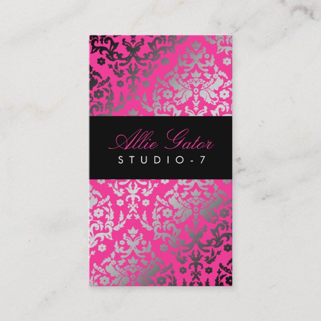 311-Dazzling Damask Pink Flame_Plain Back Business Card (Front)