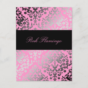 311-Dazzling Damask Pink Flamingo Postcard