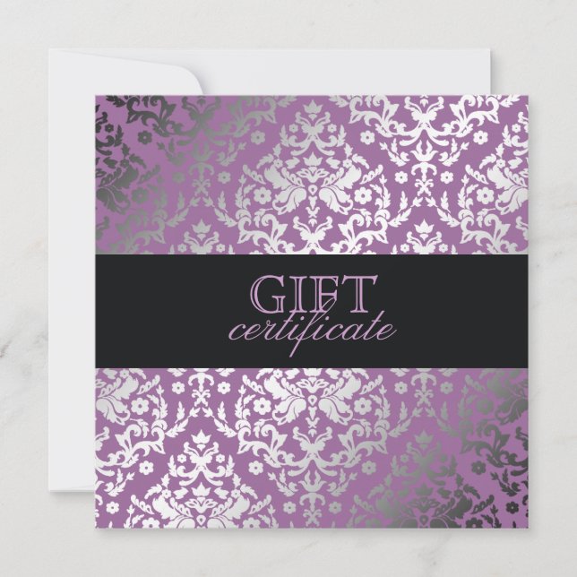 311 Dazzling Damask Purple Plush Gift Certificate (Front)