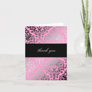 311-Dazzling Damask Thank You Pink Card