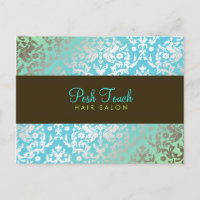 311 Dazzling Damask Turquoise & Lime Postcard