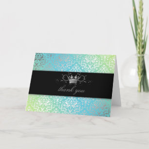 311-Dazzling Damask Turquoise & Lime Thank you Card