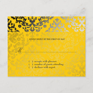 311-Dazzling Damask Yellow Jacket RSVP card
