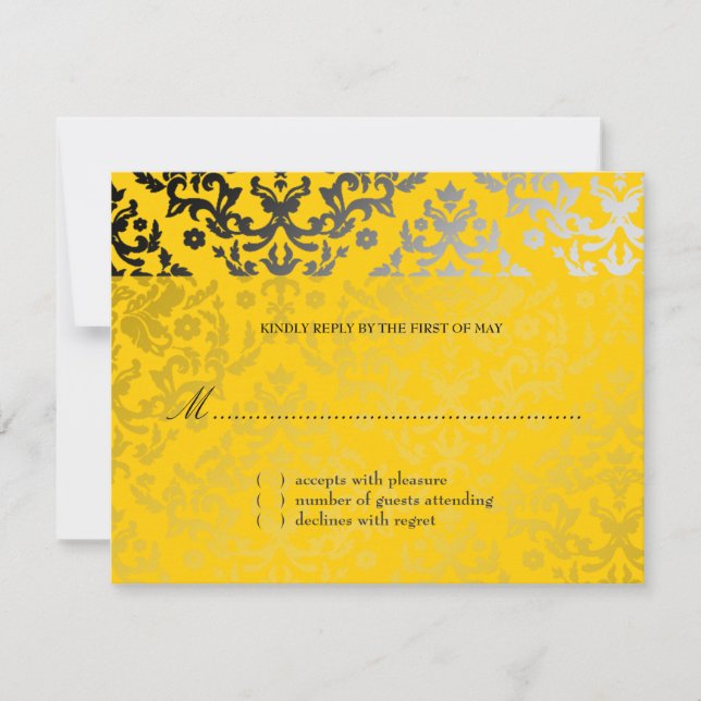311-Dazzling Damask Yellow Jacket RSVP card (Front)