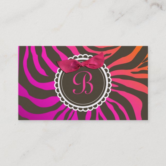 311-Delectably Sweet Sunset Chocolate Zebra Bow Business Card (Front)