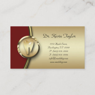 311 Dental Molar Business Card Gold Metal red