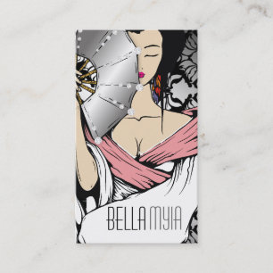 311-Diamond Geisha   Damask Shimmer Black Business Card