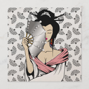 311-Diamond Geisha Fan Background Invitation