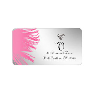 311-Diamond Luxe   Pink Feathers   Silver Backgrou Label